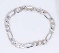 Fantastic Italian White Gold Figaro Link Chain Bracelet