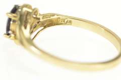 10K Yellow Gold Oval Syn. Sapphire Diamond Cluster Bypass Ring