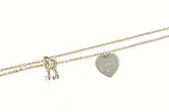 Sterling Silver Tiffany & Co Love Heart Key Layered Chain Bracelet