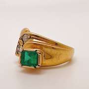 Antique 14kt Gold, Very High Quality Emerald, & Diamond Ring