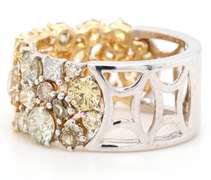 3.96ctw Mixed Fancy Color Diamond Two Tone Band Ring in 18K