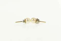 14K Yellow Gold 5.5mm Pearl Classic Simple Stud Plain Earrings