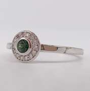 14kt Solid White Gold, Green Sapphire & Diamond Ring