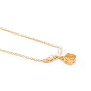 Plated 18KT Yellow Gold 1.04cts Citrine and Diamond Necklace