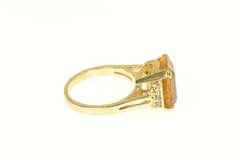 14K Yellow Gold Emerald Cut Palmeira Citrine Diamond Cocktail Ring