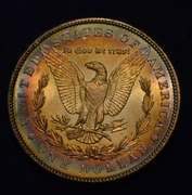1886 Rainbow Toned Morgan Silver Dollar, BU.