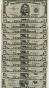 13 Series of 1953 $5 Blue Seal Silver Certificates