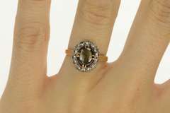 14K Yellow Gold Victorian Black Star Sapphire Sim. Diamond Ring