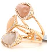 New 6.23ctw Moonstone and 0.62ctw Diamond Triple Frame Ring in 18K