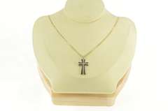 10K White Gold 0.60 Ctw Black & White Diamond Cross Pendant