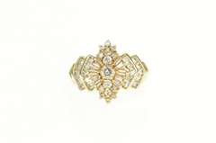 14K Yellow Gold 1.50 Ctw Diamond Encrusted Cluster Statement Ring