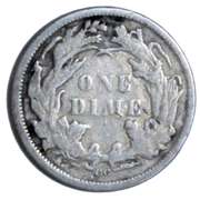 1878 CC Below Wreath Seated Dime
