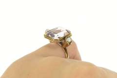 14K Yellow Gold Victorian Emerald Cut Amethyst Pearl Ring