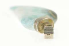 Sterling Silver Carved Larimar Stone Half Heart Talisman Pendant