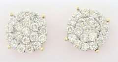 Coiling Diamond Cluster Earrings with 14k Yellow Gold