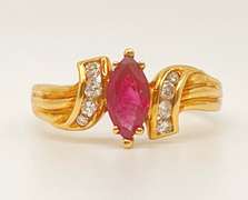 18kt Solid Yellow Gold, Ruby, & Diamond Ring