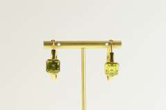 18K Yellow Gold Princess Peridot Statement Hoop 30.0mm Earrings