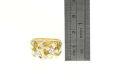 14K Yellow Gold 0.64 Ctw Diamond Textured Nugget Statement Ring