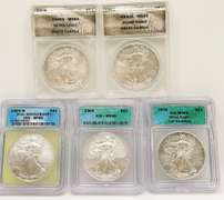 5 MS69 ASE silver coins