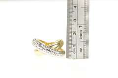 14K Yellow Gold Two Tone Geometric X Criss Cross Domed Ring