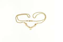14K Yellow Gold Pear Opal Chevron Diamond Accent Chain Necklace