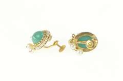 14K Yellow Gold Victorian Turquoise Seed Pearl Screw On Earrings