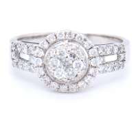 Majestic 18kt White Gold app 0.75ctw Diamond Cluster Ring