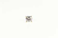 14K Yellow Gold Round Single Cubic Zirconia Simple Stud Earring