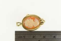 14K Yellow Gold Retro Carved Shell Cameo Lady Classic Pendant/Pin