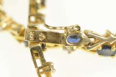 14K Yellow Gold Diamond Sapphire Inset Bowtie Link Tennis Bracelet