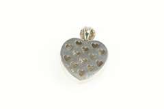 14K White Gold 0.40 Ctw Diamond Red Enamel Heart Love Pendant