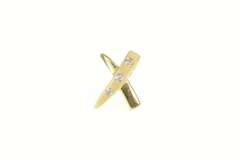 14K Yellow Gold Diamond X Criss Cross Classic Stud Earrings