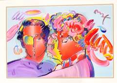 Peter Max, Original Painting, Mixed Media on Paper- Zero In Love