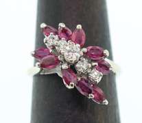 14kt Solid White Gold, Ruby, & Diamond Ring