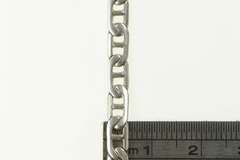 10K White Gold 4.4mm Fancy Anchor Chain Link Statement Necklace