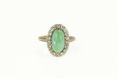 14K Yellow Gold Victorian Oval Turquoise White Sapphire Halo Ring