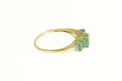 10K Yellow Gold Oval Natural Emerald Diamond Accent Ring