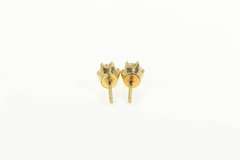 14K Yellow Gold 4.0mm Solitaire CZ Classic Round Stud Earrings