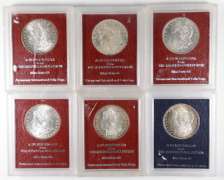 Lot (6) MS60 & MS65 1879-1897 Morgan Silver Dollars - Graded PICC