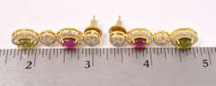 Lovely 3.75CTW Colorful Tourmaline & 2.00CTW Diamond Dangle Earrings in Gold Plated Sterling Silver