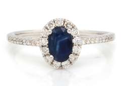 Gorgeous 14kt Solid White Gold, Blue Sapphire & Diamond Ring