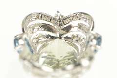 14K White Gold Green Amethyst Topaz Diamond Statement Pendant