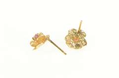 14K Yellow Gold Natural Ruby 3D Rose Flower Statement Stud Earrings