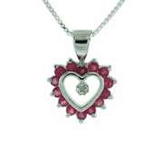 Ruby and Diamond accent Pendant in Sterling Silver