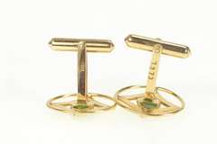 14K Yellow Gold 1960's Geometric Jade Ornate Retro Men's Cuff Links