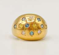 14kt Solid Yellow Gold & Diamond Dome Cocktail Ring