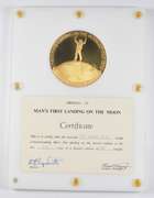Apollo 11 1st Landing On Moon Silver Gilt Medal & Stamps Signed COA