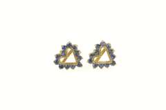 14K Yellow Gold Natural Sapphire Heart Love Symbol Stud Earrings