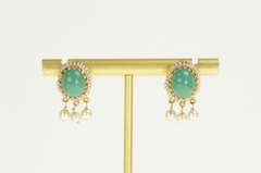 14K Yellow Gold Victorian Turquoise Seed Pearl Screw On Earrings