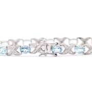 Plated Rhodium 11.26ctw Blue Topaz and Diamond Bracelet